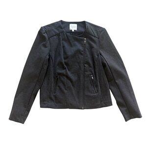 Catherine Malandrino Womens Charcoal Moto Jacket L Polyester/Spandex